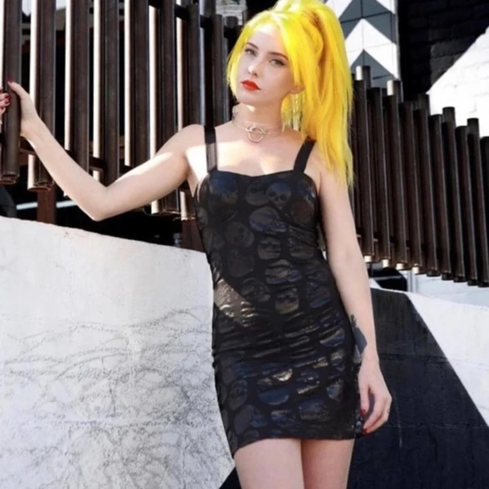 Iron Fist Skullz Club Mini Dress in Black New With Tags